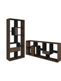 Libreria de Pared con Compartimentos de Almacenaje, Diseno Moderno en Roble Oscuro y Negro, 162 x 67 x 31 cm
