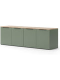 Conjunto de Salon de 2 Piezas para Multimedia, Muebles de Almacenamiento y Exposicion, Color Verde