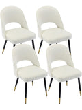 Juego de 4 Sillas de Comedor Tapizadas en Terciopelo, Patas de Metal, Color Beige
