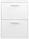 Organizador estrecho para zapatos de dos puertas, acabado blanco, ideal para entradas pequenas