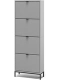 Zapatero Vertical con 4 Compartimentos Abatibles, Armario Estrecho para Entrada, Color Gris, Apto para Montaje en Pared