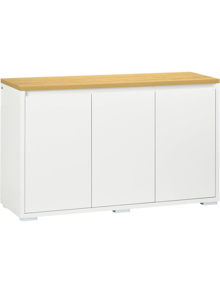 Aparador Blanco con 3 Puertas y Estantes Regulables, Armario de Almacenamiento para Cocina o Comedor, 120 x 37 x 75 cm