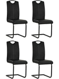 Sillas de Comedor Voladizas Pack de 4, Cuero Sintetico Negro, Diseno Cantilever Moderno para Salon y Comedor