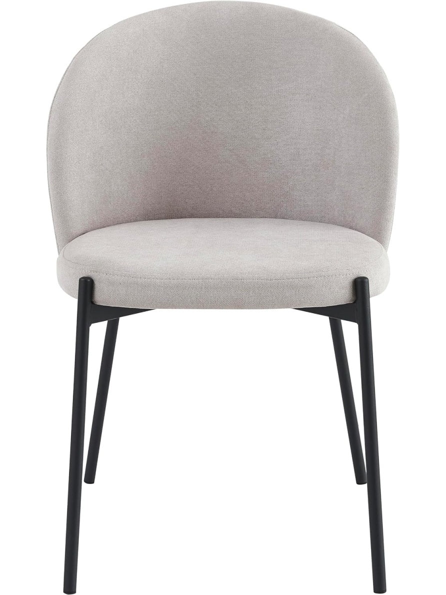 Silla Tapizada en Tela Beige para Comedor, Asiento Moderno con Respaldo Ergonomico