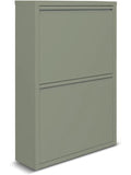 Organizador metalico para zapatos de dos puertas con diseno compacto en color verde