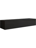 Mueble flotante para television con un compartimento cerrado y tres espacios abiertos, negro, 160 x 30 x 40 cm